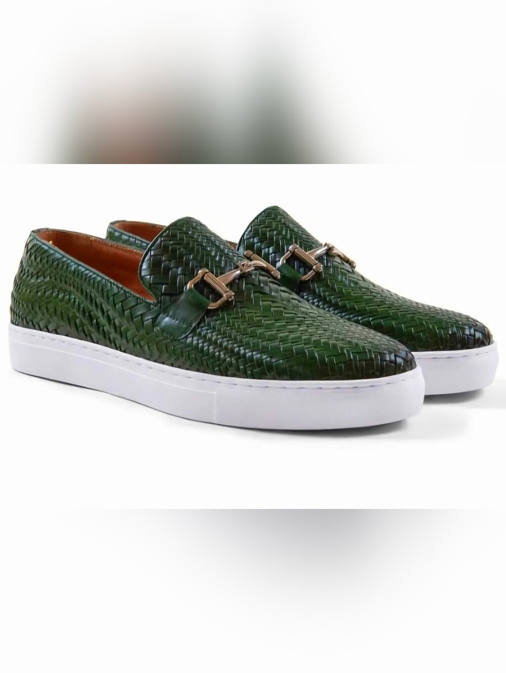 Men's Marc Nolan Boardwalk Woven Slip-On Loafers Green White Size 15